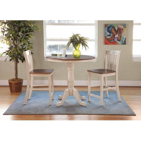 Dining Essentials: 36" Round Top Pedestal Table and Two San Remo Stools