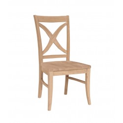 Vineyard Curbed Cross  Back Chair with Wood Seat