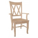 Double Cross back Arm Chair with Wood Seat