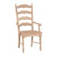 Maine Ladderback Arm Chair with Wood Seat