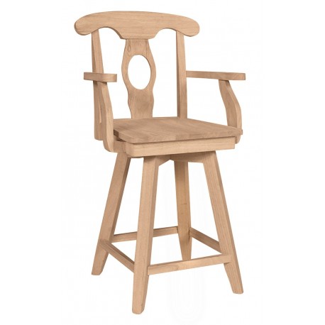 Empire Swivel Stool with Arm and Wood Seat