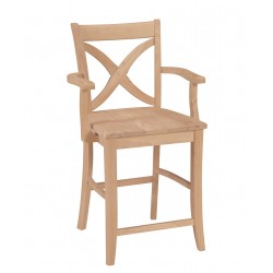 Vineyard Stool with Arm and Wood Seat