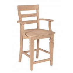 Java Stool with Arms and Wood Seat