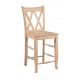 Double XX Back Stool with Wood Seat