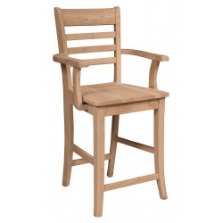 Roma Stool with Arms and Wood Seat