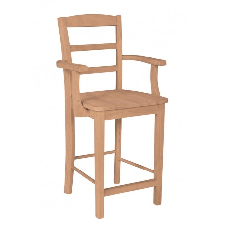 Madrid Stool with Arms and Wood Seat