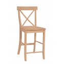Cross Back Stool with Wood Seat